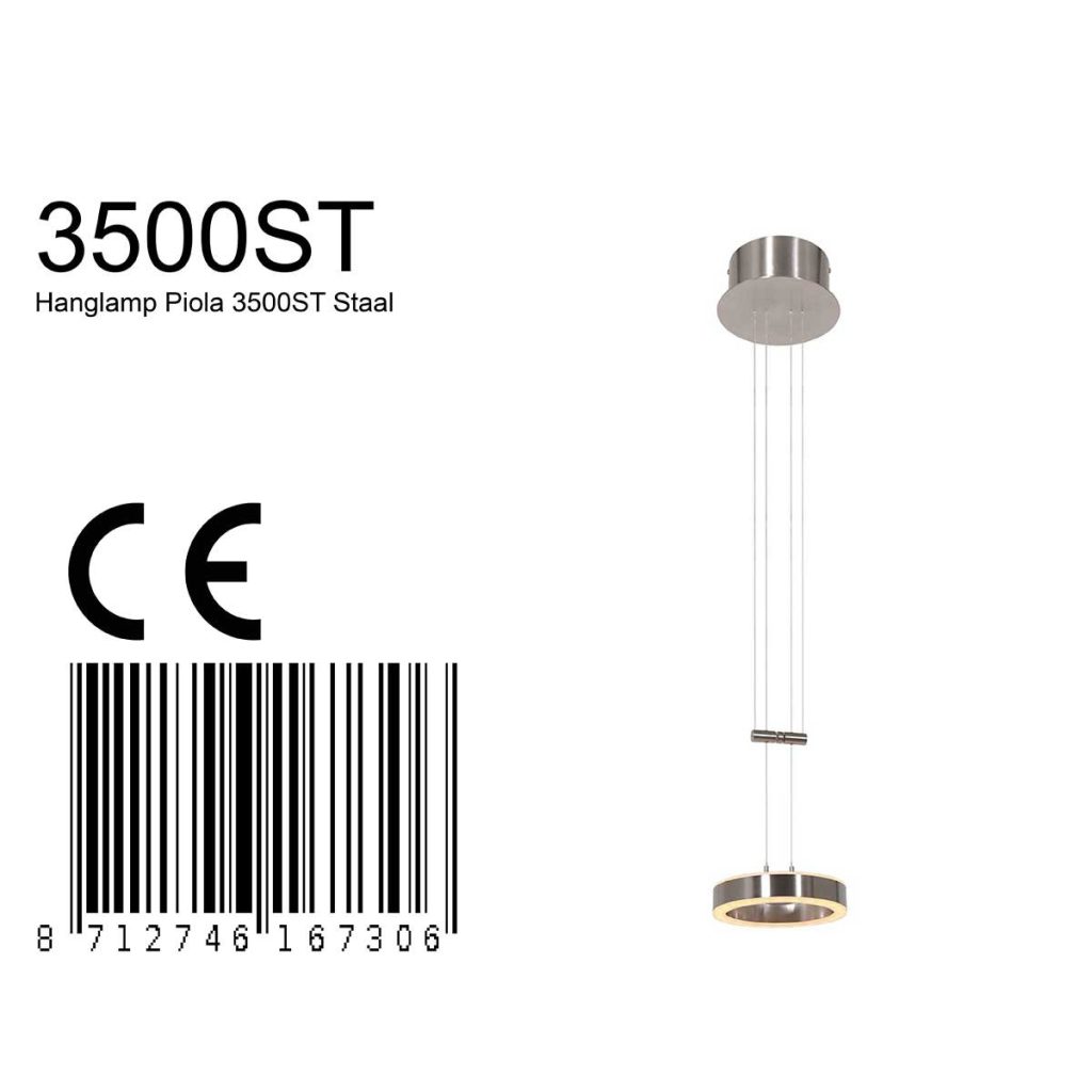 Strakke hanglamp met stalen uitstraling Steinhauer Piola - Afbeelding 10
