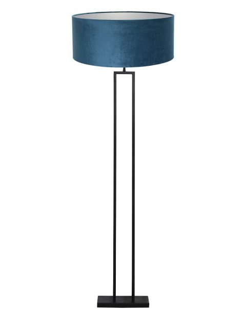 betoverende-staande-lamp-met-strakke-blauw-kleurige-velours-kap-vloerlamp-light-&-living-shiva-blauw-en-zwart-3818zw