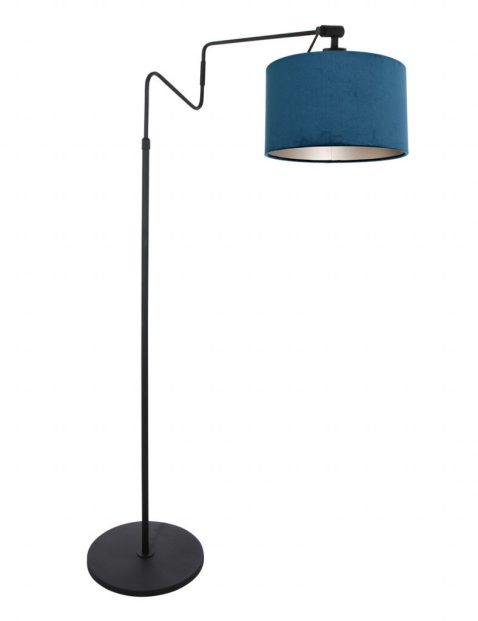 moderne-staande-lamp-met-donkerblauwe-kapvloerlamp-steinhauer-linstrøm-blauw-en-zwart-3736zw