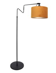 moderne-staande-lamp-met-oranje-kapvloerlamp-steinhauer-linstrøm-goud-en-zwart-3732zw
