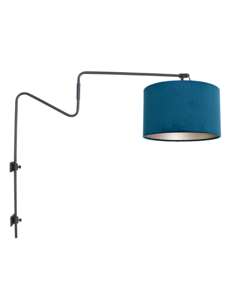 moderne-wandlamp-met-blauw-kap-steinhauer-linstrom-blauw-en-zwart