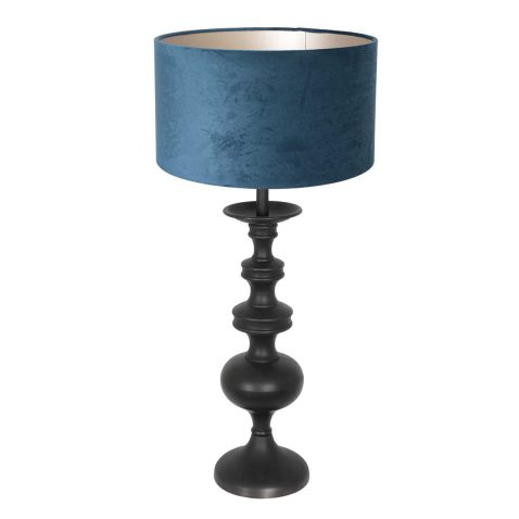 klassieke-zwarte-lamp-met-blauwe-kap-tafellamp-anne-light-&-home-lyons-blauw-en-zwart-3488zw