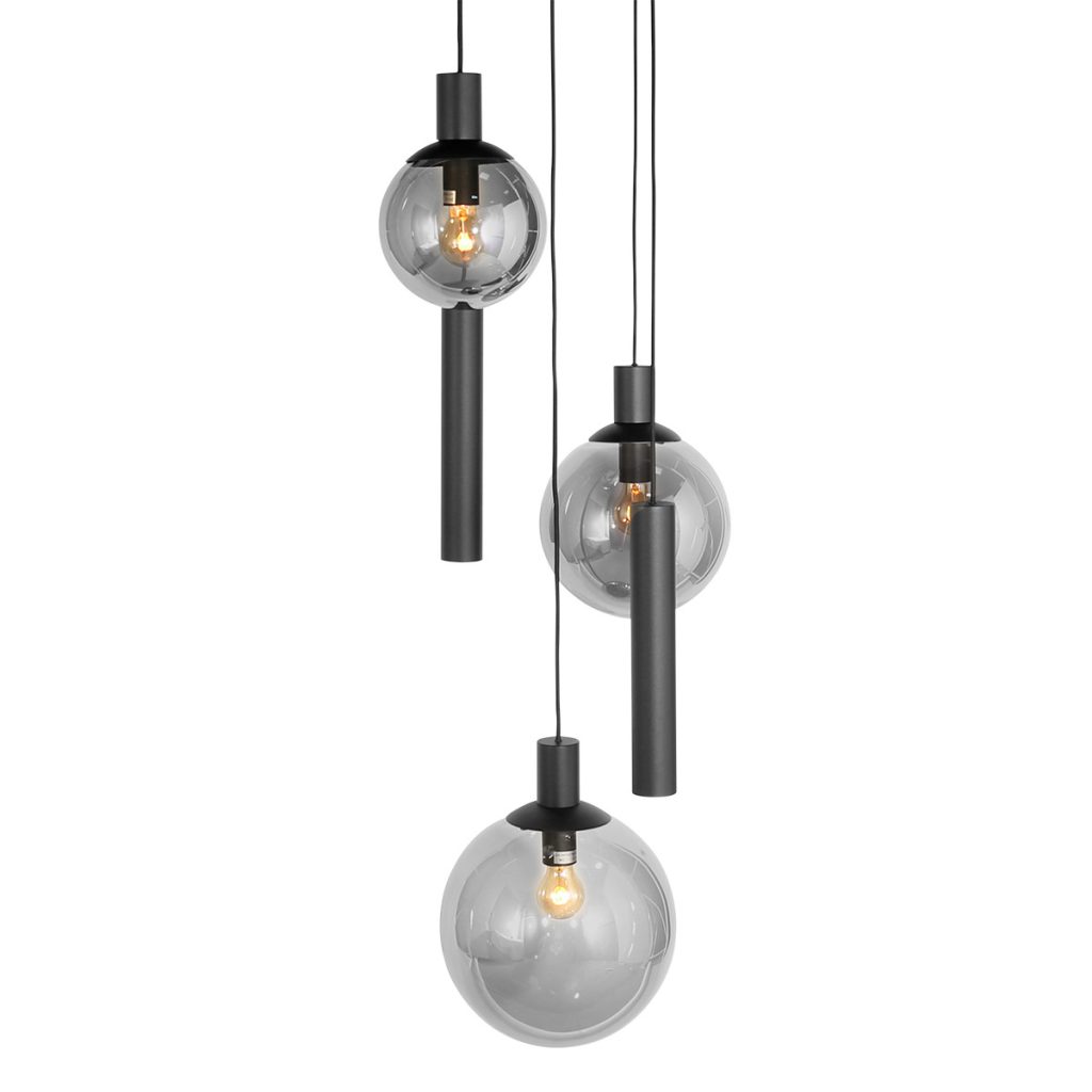 5-lichts-zwarte-hanglamp-met-rookglas-hanglamp-steinhauer-bollique-mat-zwart-met-smoke-glas-3800zw