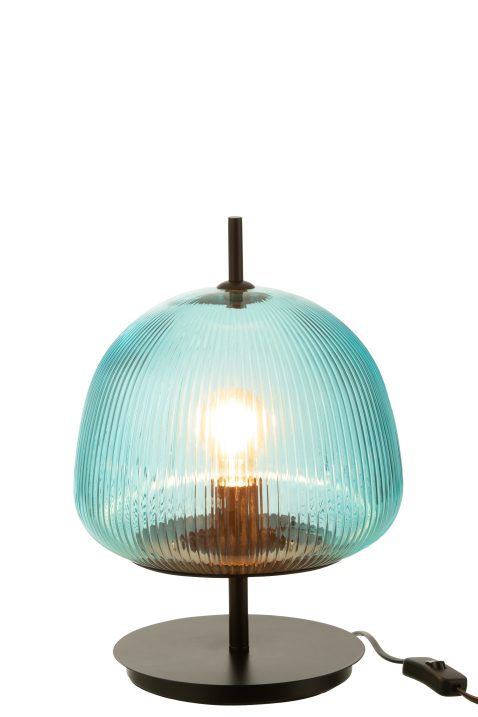 retro-blauwe-tafellamp-geribbeld-glas-jolipa-oasis-1