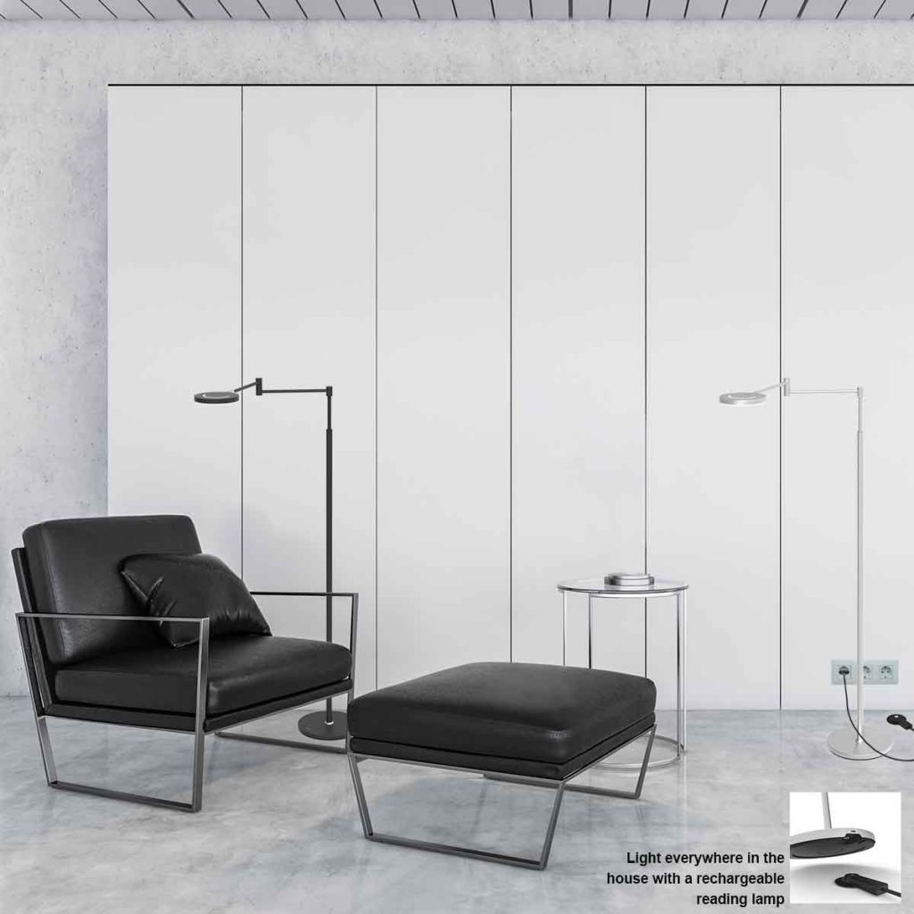 Oplaadbare moderne zwarte vloerlamp met zwenk dimfunctie Steinhauer Soleil - Afbeelding 4