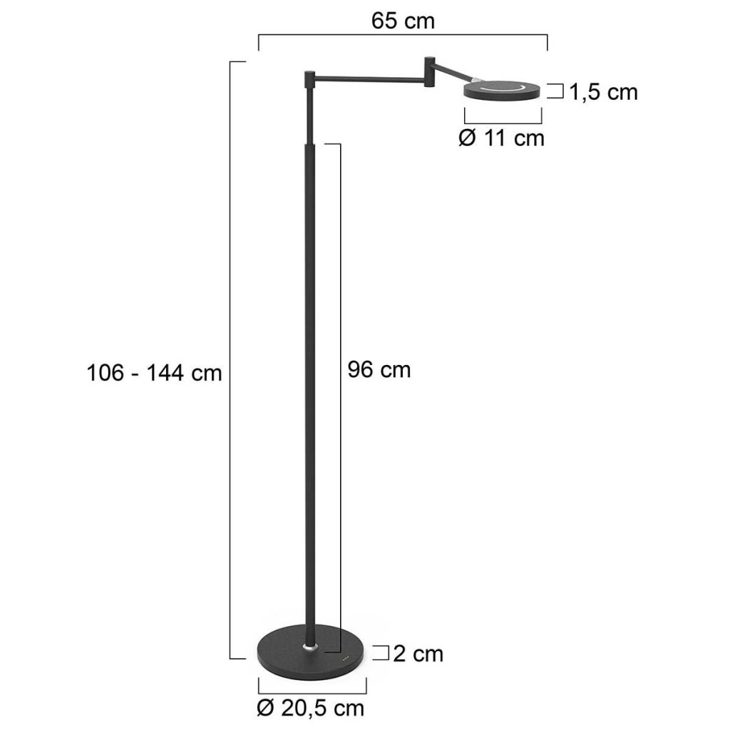 Oplaadbare moderne zwarte vloerlamp met zwenk dimfunctie Steinhauer Soleil - Afbeelding 8