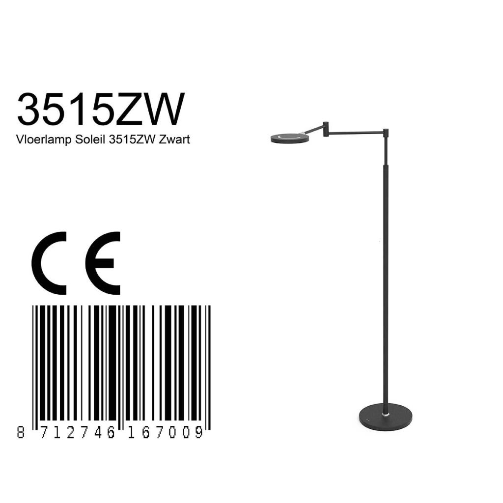 Oplaadbare moderne zwarte vloerlamp met zwenk dimfunctie Steinhauer Soleil - Afbeelding 9