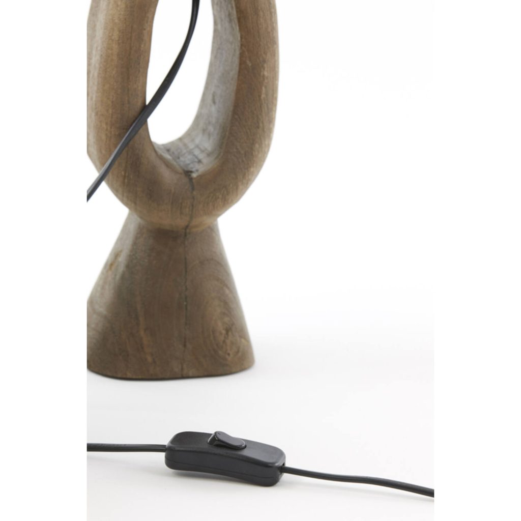 Landelijke houten tafellamp met grijze velours kap Light & Living Django - Afbeelding 5