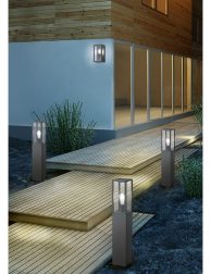 Stylish house exterior at dawn