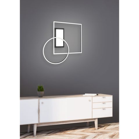 Gray living room corner with white cabinet