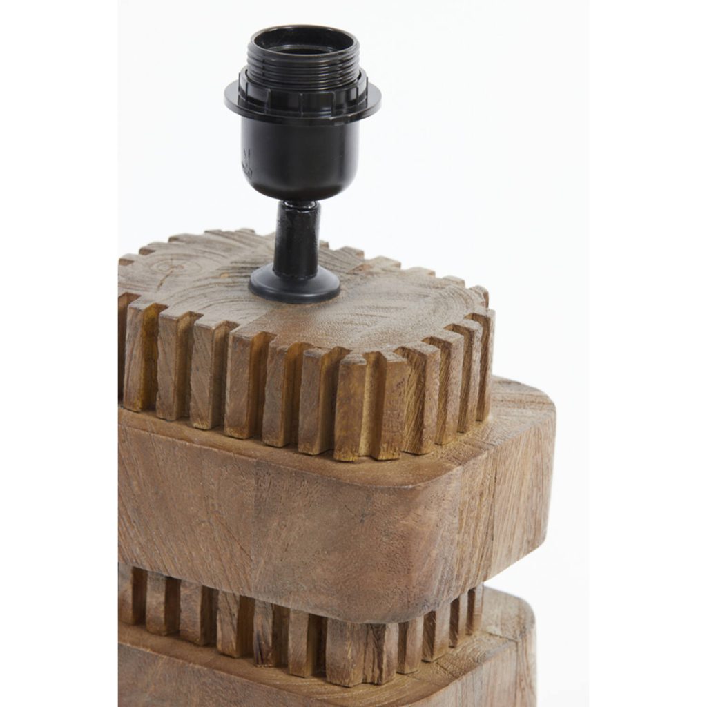 Vierkante houten tafellamp met grijze kap Light & Living Sakura - Afbeelding 3