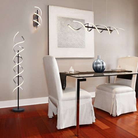 Elegant dining table set in a modern living room