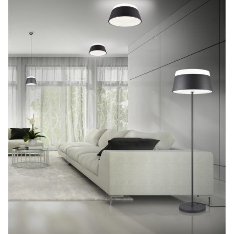 Interior of modern design white room with fireplace 3D rendering