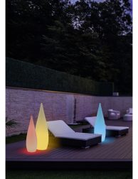 Modern villa with colored led lights at night