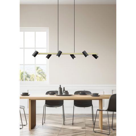 White dining room interior with long table