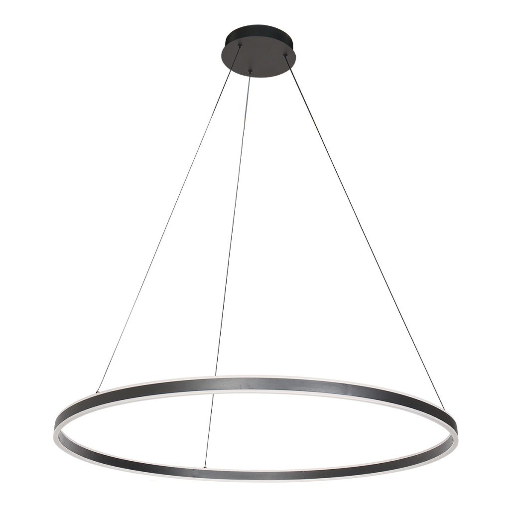 Moderne hanglamp zwart met ledverlichting Steinhauer Ringlux - Afbeelding 2