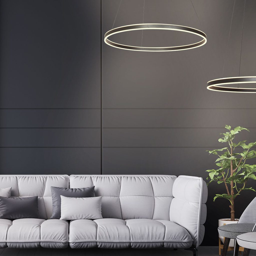 Moderne hanglamp zwart met ledverlichting Steinhauer Ringlux - Afbeelding 3