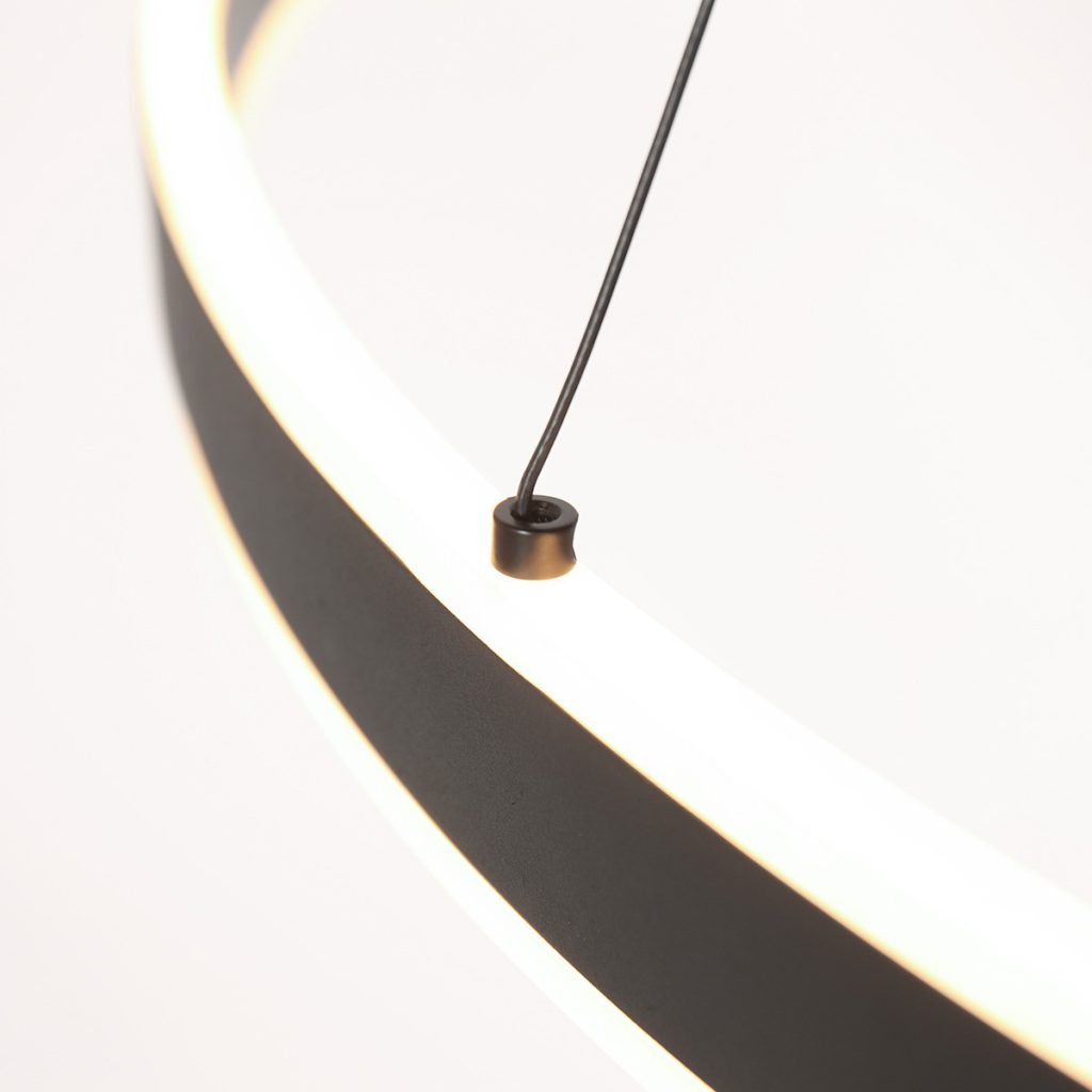 Moderne hanglamp zwart met ledverlichting Steinhauer Ringlux - Afbeelding 4