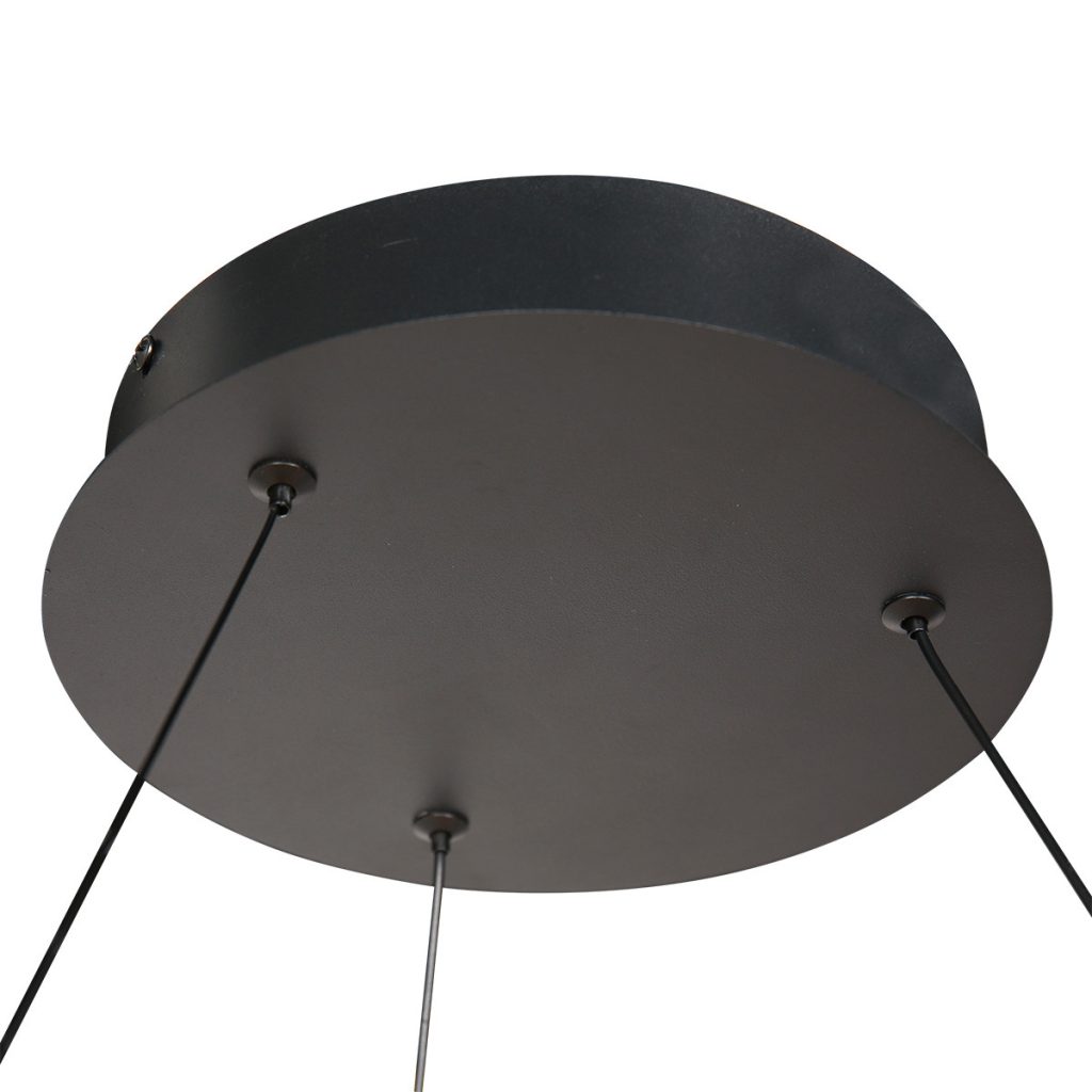 Moderne hanglamp zwart met ledverlichting Steinhauer Ringlux - Afbeelding 6