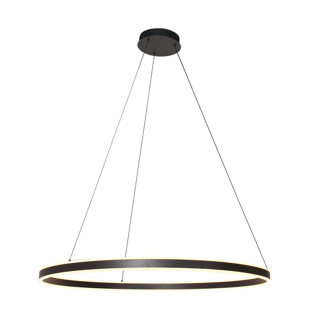 Moderne hanglamp zwart met ledverlichting Steinhauer Ringlux - Afbeelding 8