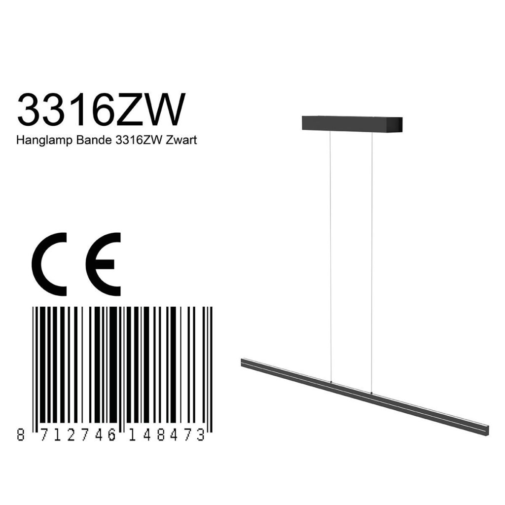 Moderne plafondlamp zwart met ledverlichting Steinhauer Bande - Afbeelding 7