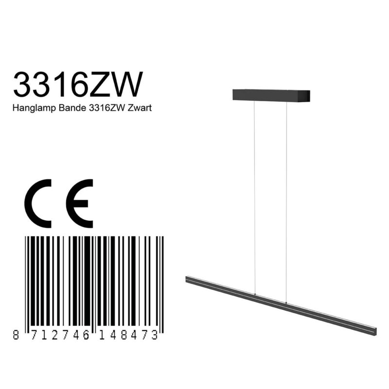 Moderne plafondlamp zwart met ledverlichting Steinhauer Bande - Afbeelding 7