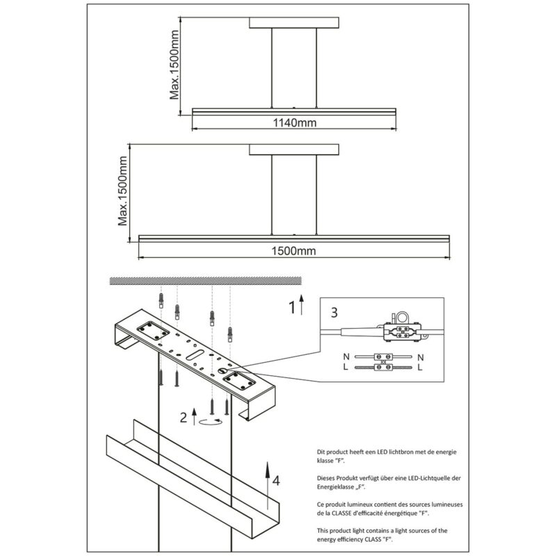 Moderne plafondlamp zwart met ledverlichting Steinhauer Bande - Afbeelding 8