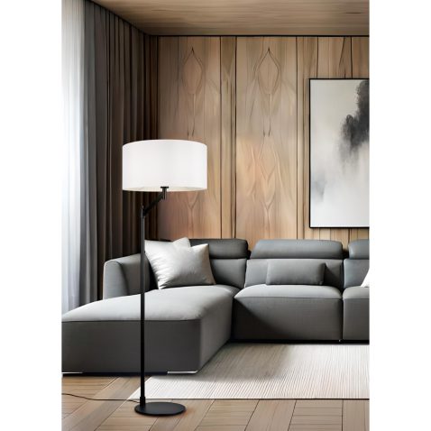 Interior of Living Room Modern style with Grey fabric sofa, Wood