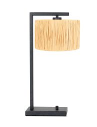 moderne-strakke-tafellamp-met-rotan-kap-tafellamp-steinhauer-stang-mat-zwart-armatuur-en-een-naturel-kleurige-kap.-3716zw