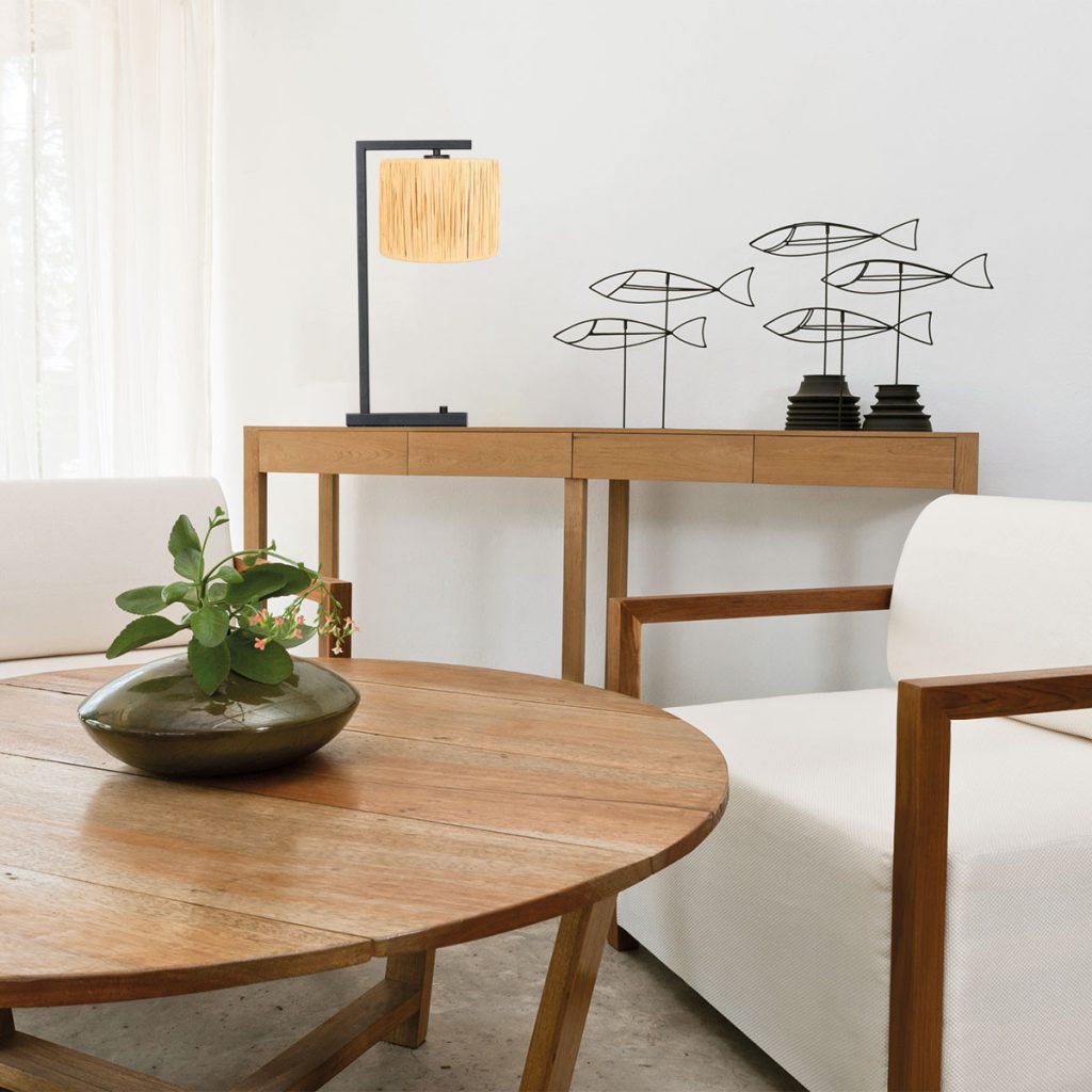 Moderne strakke tafellamp met rotan kap Steinhauer Stang - Afbeelding 3