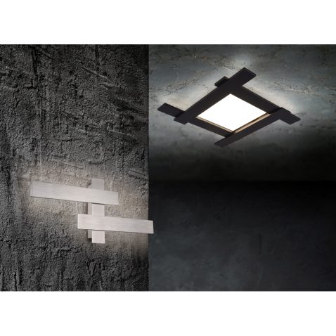 Dark room with tile floor and brick wall background