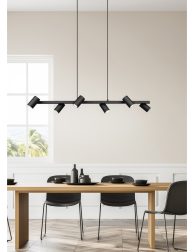 White dining room interior with long table