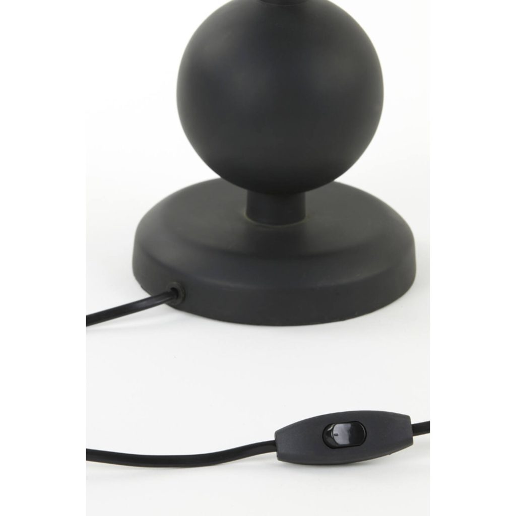 Hoge zwarte klassieke tafellamp met grijze velours kap Light & Living Gulsum - Afbeelding 3