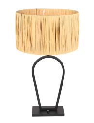 moderne-zwarte-tafellamp-met-ronde-kap-tafellamp-steinhauer-stang-naturel-en-zwart-3752zw