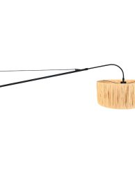 moderne-zwarte-wandlamp-met-boog-wandlamp-steinhauer-elegant-classy-mat-zwart-armatuur-en-een-naturel-kleurige-kap-3700zw