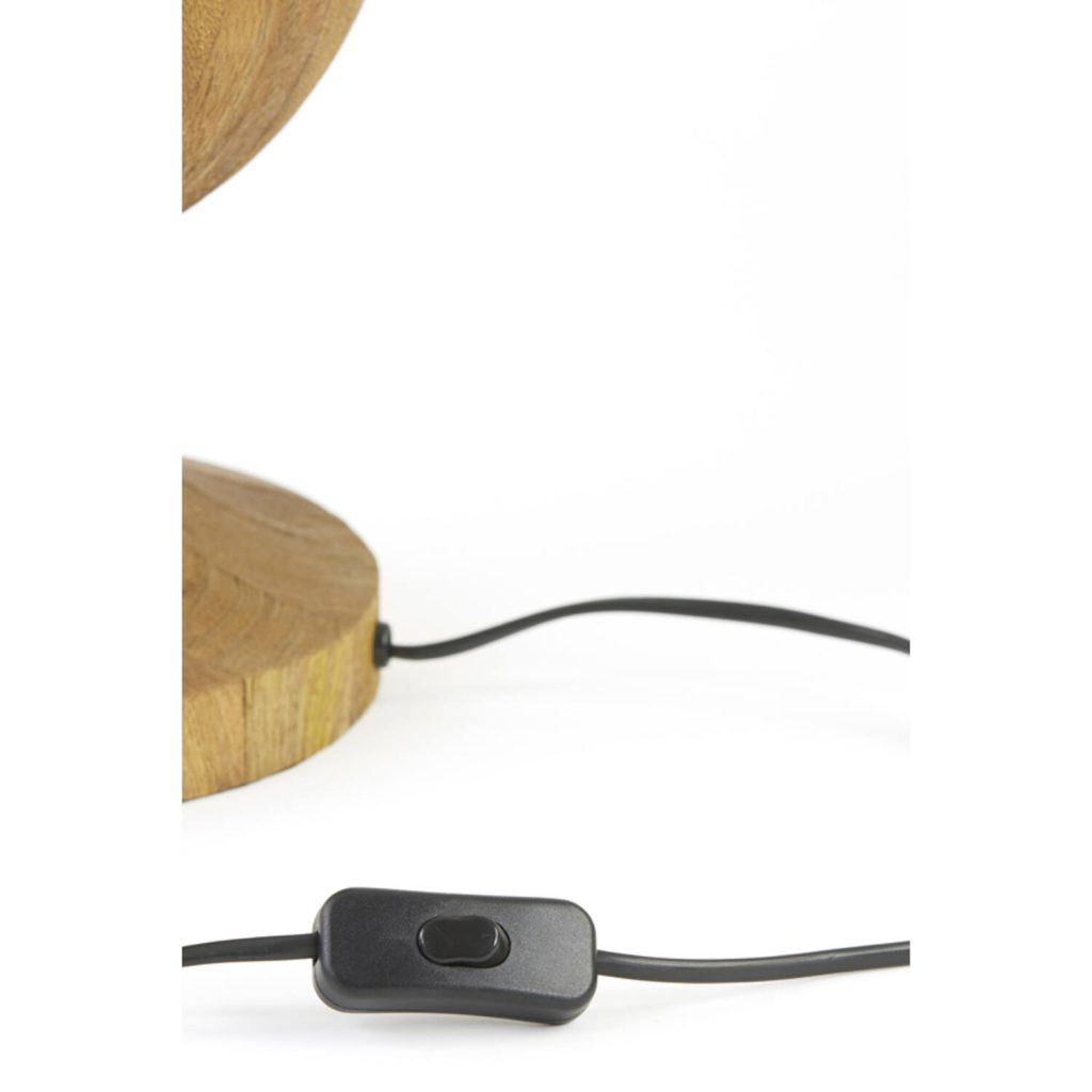 Houten bal tafellamp met witte effen kap Light & Living Tomasso - Afbeelding 4