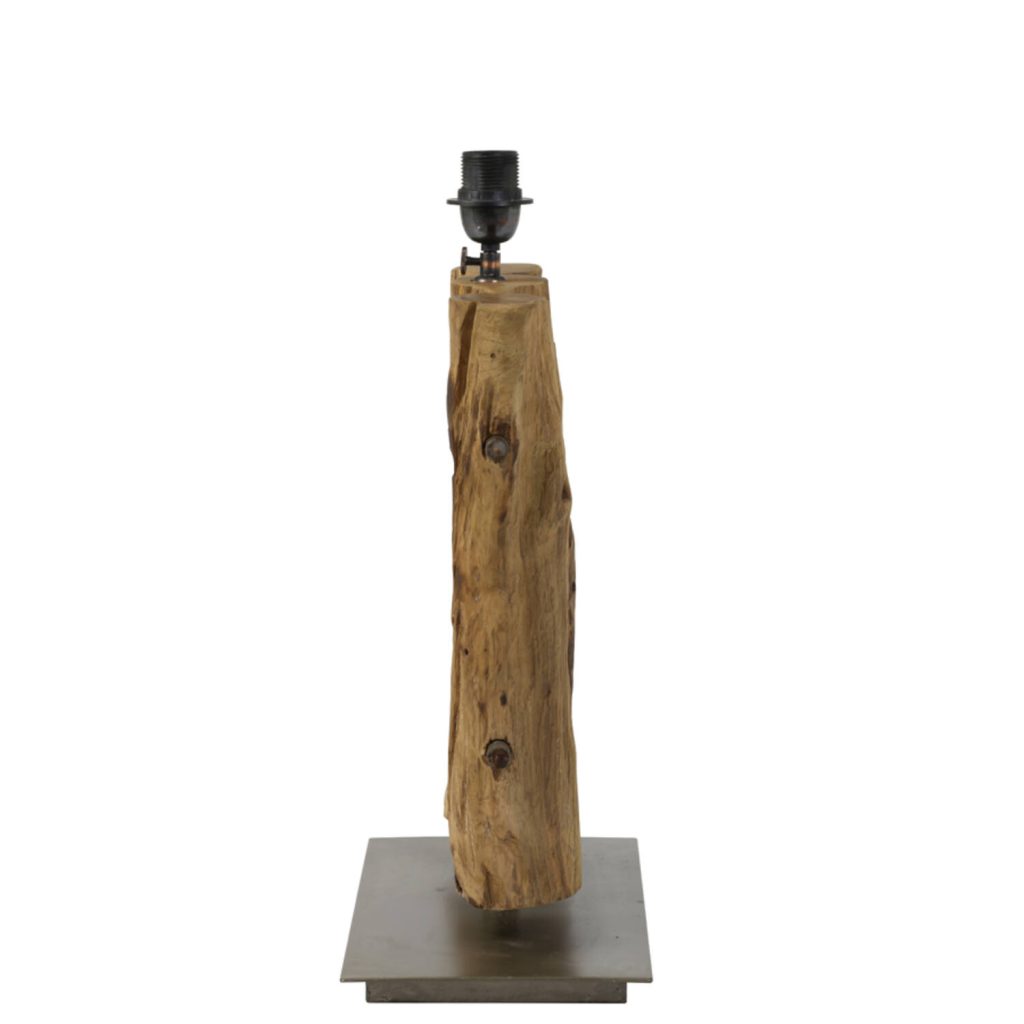 Tafellamp met hout en witte stoffen kap Light & Living Gabrovo - Afbeelding 3