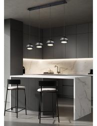 Modern dark grey kitchen interior, 3d rendering