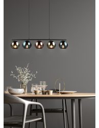 Interior of modern dining room, dining table and wooden chairs a