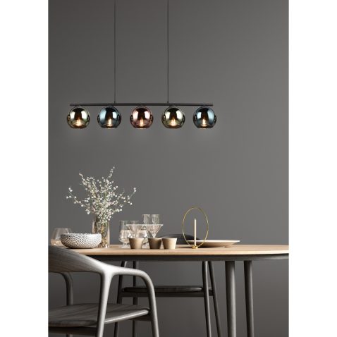 Interior of modern dining room, dining table and wooden chairs a