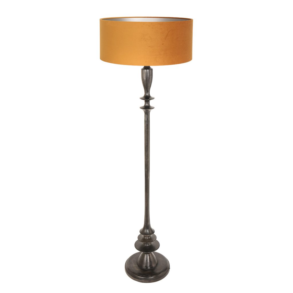 retro-oranje-zwarte-vloerlamp-vloerlamp-steinhauer-bois-antiekzwart-en-goud-3777zw