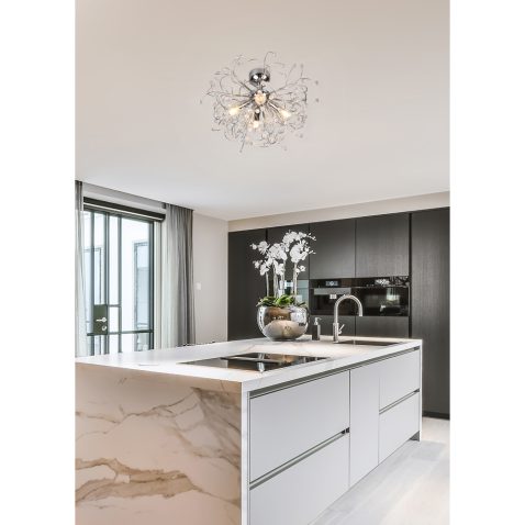 Kitchen and dining zone in modern apartment