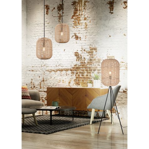 View inside luxury vintage loft apartment with brick walls