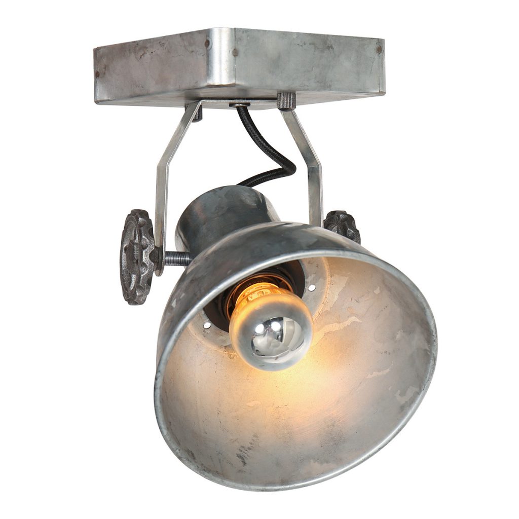 Industriële plafondspot zilverkleurig enkel Mexlite Gearmetal - Afbeelding 7