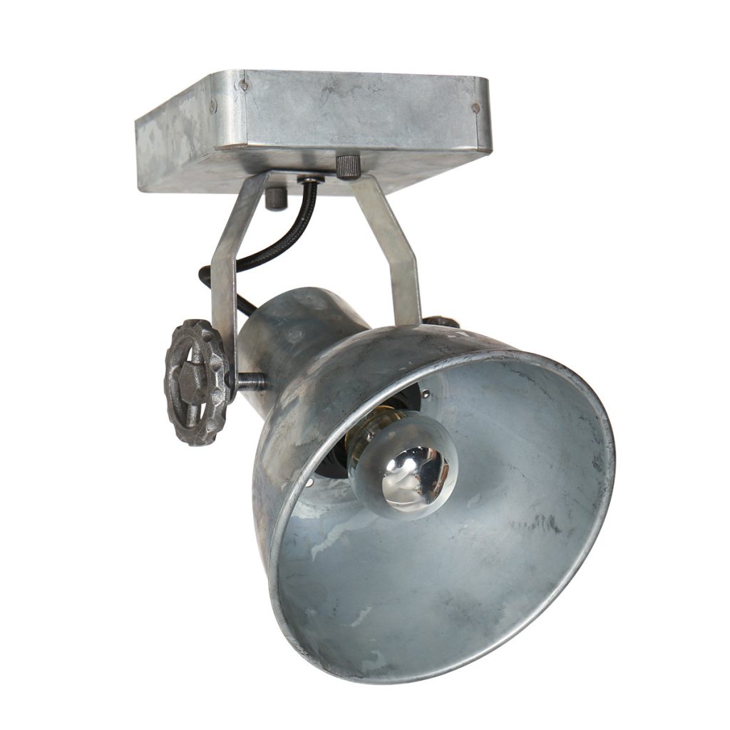Industriële plafondspot zilverkleurig enkel Mexlite Gearmetal - Afbeelding 8