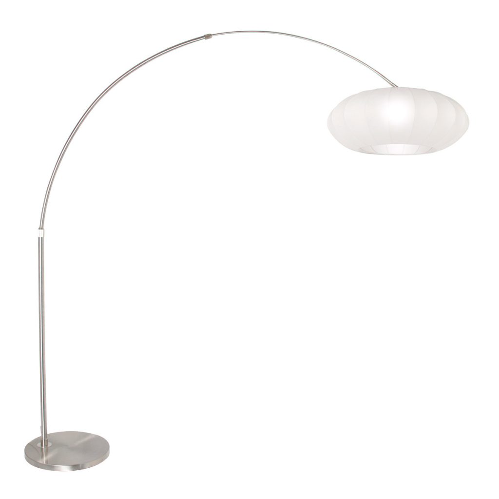 Staalkleurige vloerlamp met witte kap Steinhauer Sparkled light - Afbeelding 2