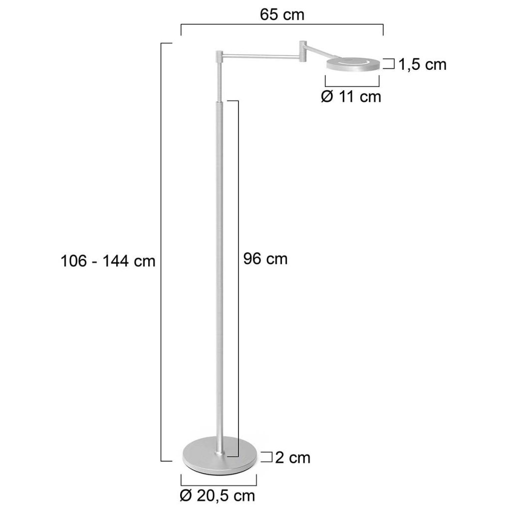 Moderne zwarte accu vloerlamp zwenkarm Steinhauer Soleil - Afbeelding 7