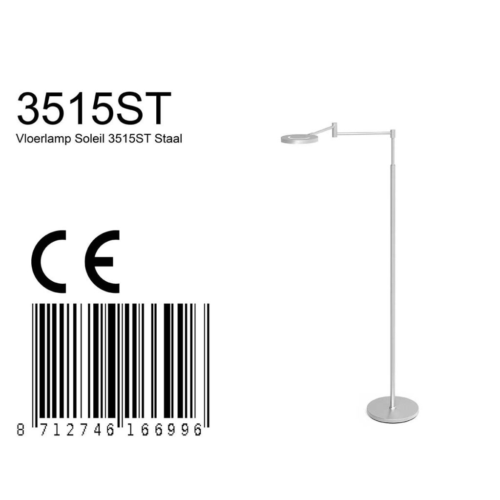 Moderne zwarte accu vloerlamp zwenkarm Steinhauer Soleil - Afbeelding 8