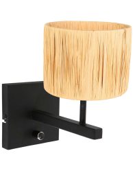 strakke-wandlamp-zwart-met-ronde-kap-wandlamp-steinhauer-stang-naturel-en-zwart-3710zw