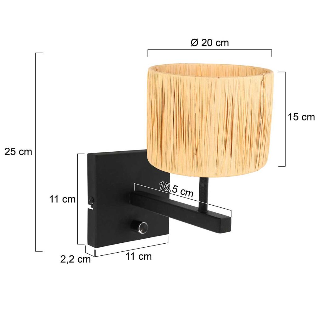 Strakke wandlamp zwart met ronde kap Steinhauer Stang - Afbeelding 6